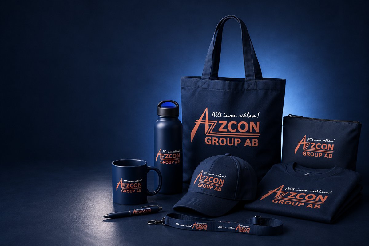 Väska, kläder, flaska och andra profilprodukter med Azzcons tryck