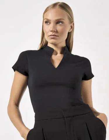 Women`s Regular Fit Mandarin Collar Top
